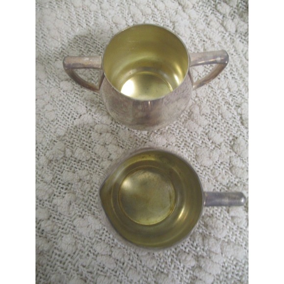 Empire Craft Quadruple Silver Plate Creamer Sugar Mid Century Modern - Picture 4 of 4